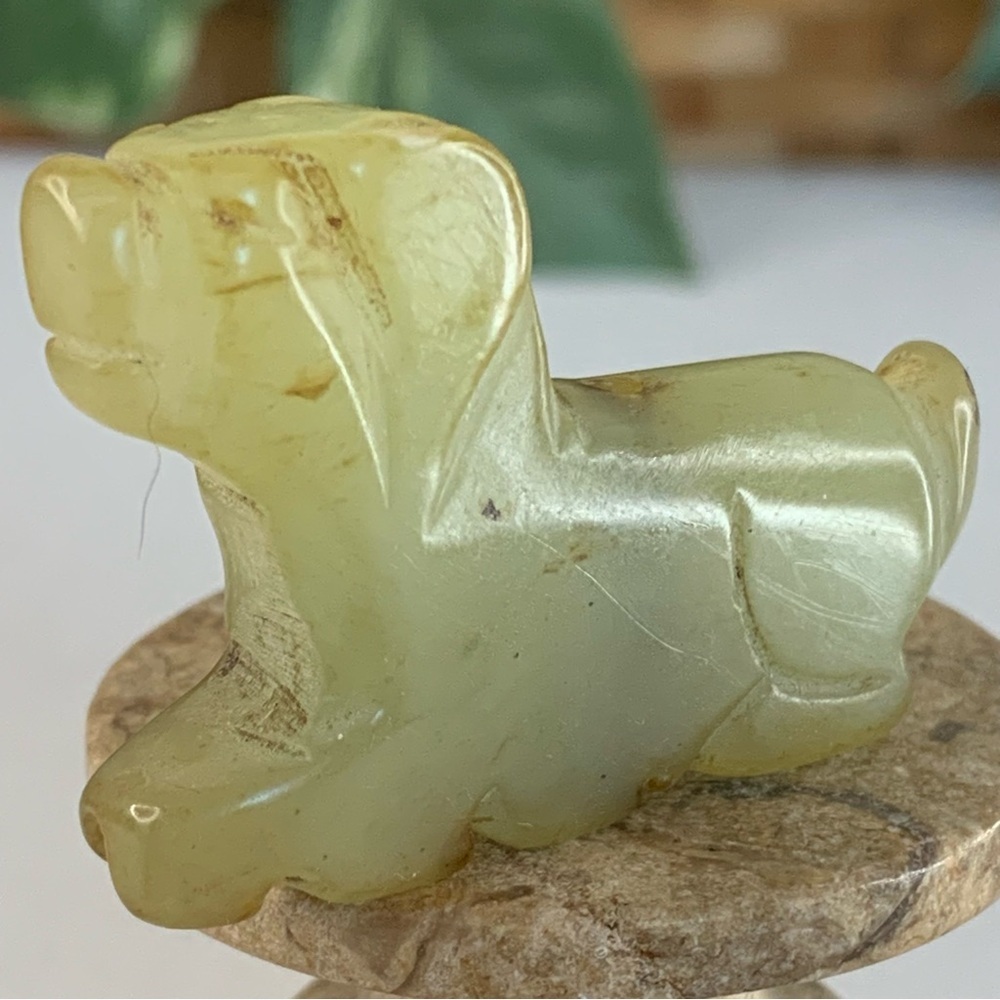 Vintage Chinese Zodiac Jade DOG Pendant Bead Hand Carved Miniature Pet Animal 2" - Picture 7 of 12